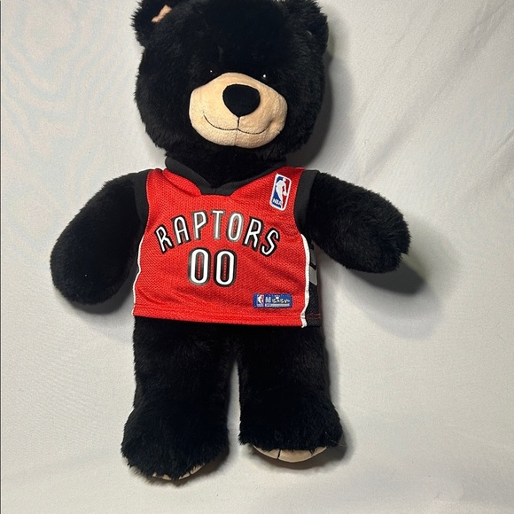 Build-A-Bear Other - Build A Bear black Teddy Bear with Red Raptors Jersey, collectors, Toys